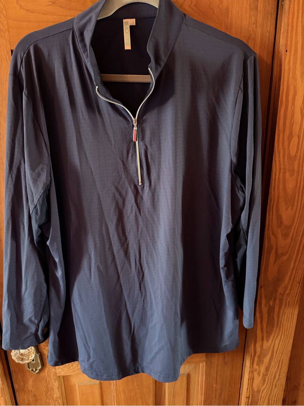 BEACHTIME by Lula B Navy Blue Quarter-Zip Long Sleeve Sun Top